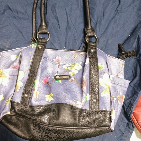 Floral Black and Purple Women's Bag - Picture 1 of 4